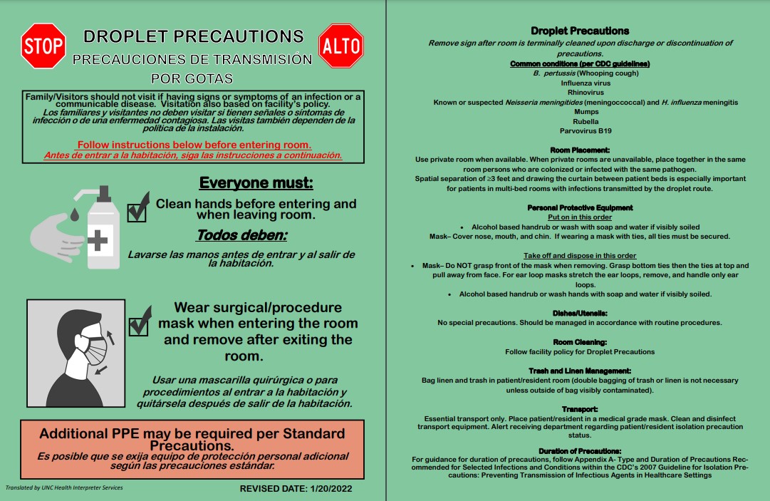 Nc standardized isolation signage statewide program for infection